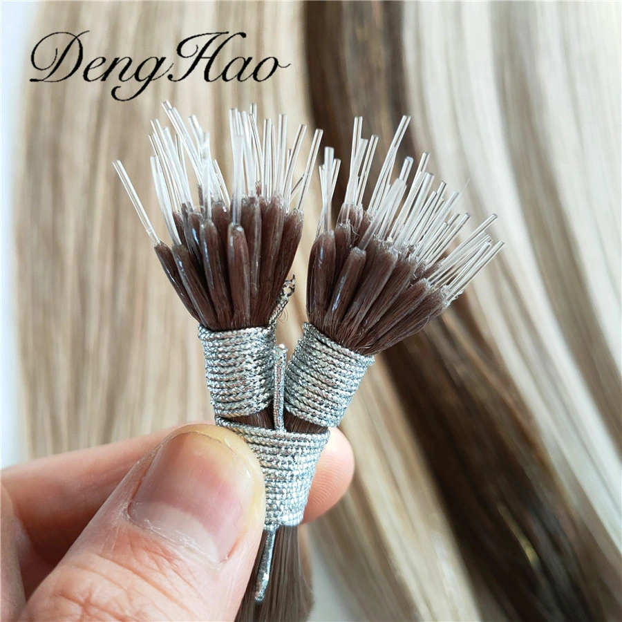 Factory 10A Grade 100% Human Remy Hair Double Drown Nano Tip Hair Extensions